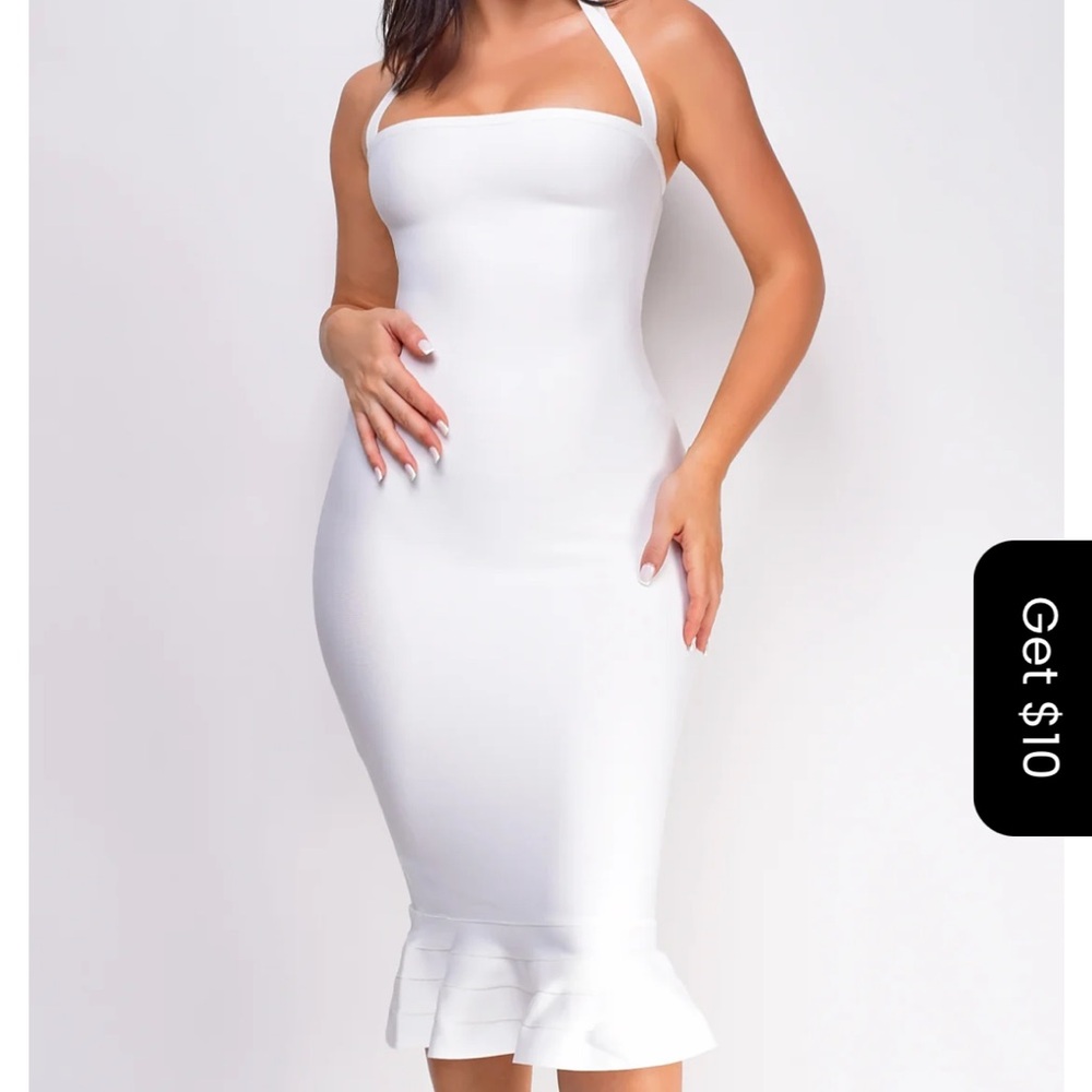 NWOT white body con halter dress